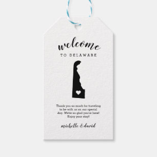 Étiquettes-cadeau Bienvenue au Delaware   Mariage de calligraphie