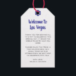 Étiquettes-cadeau Bienvenue au Mariage bleu de Las Vegas Navy<br><div class="desc">Se marier à Las Vegas ? Ces étiquettes d'accueil bleu marine,  noir,  blanc et rouge mariage ajouteraient parfaitement à la corbeille d'accueil de votre hôtel. Personnalisez avec votre propre texte sincère.</div>