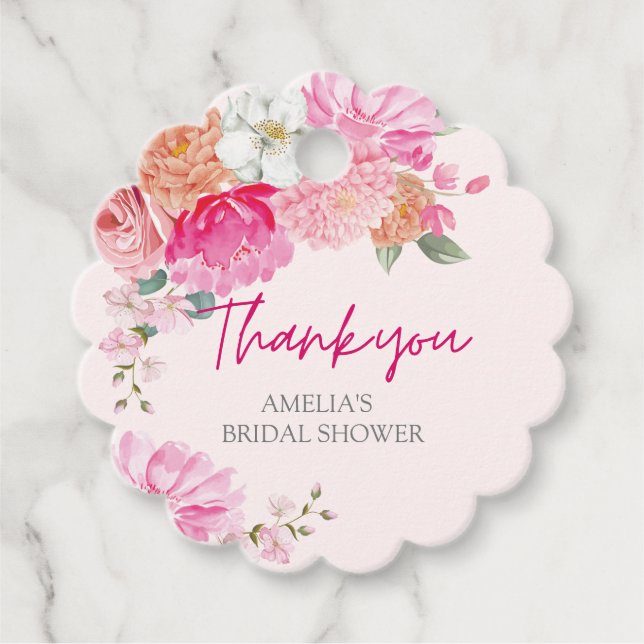 Étiquettes Cadeau Bienvenue au mariage floral aquarelle rose (Devant)