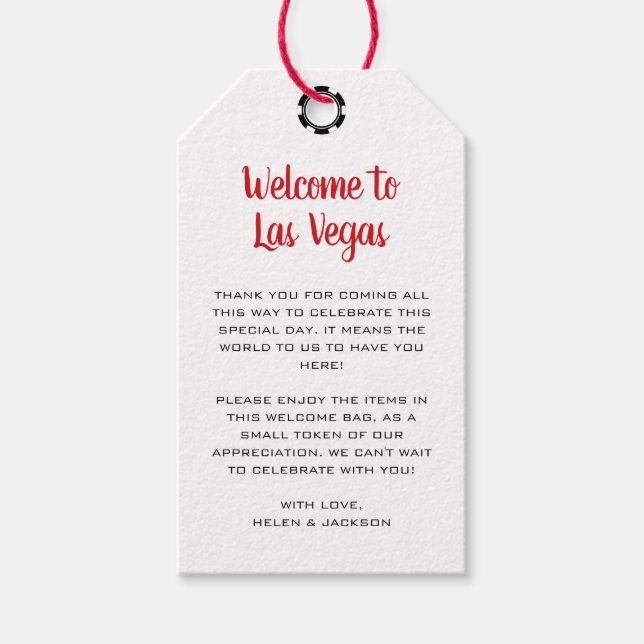 Étiquettes-cadeau Bienvenue au Mariage Las Vegas (Devant)