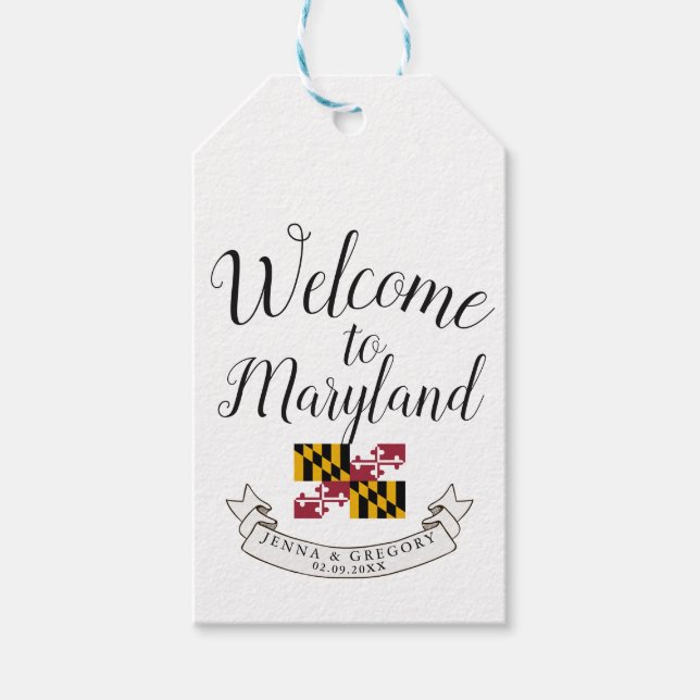 Étiquettes-cadeau Bienvenue au Maryland | Mariage de destination (Devant)