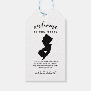Étiquettes-cadeau Bienvenue au New Jersey Mariage de calligraphie