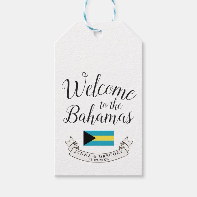 Étiquettes-cadeau Bienvenue aux Bahamas | Personnalisation du mariag (Devant)