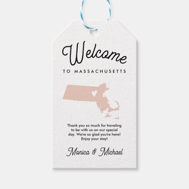 Étiquettes-cadeau Bienvenue chez MASSACHUSETTS Mariage N'IMPORTE QUE (Devant)