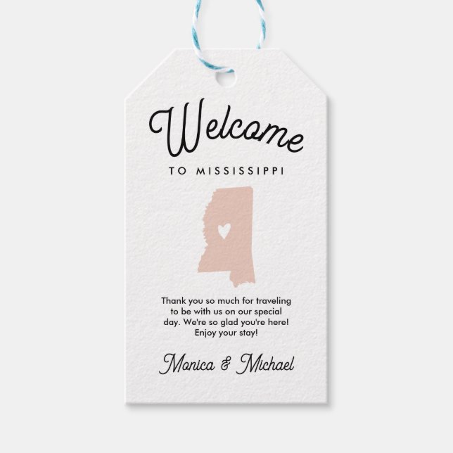 Étiquettes-cadeau Bienvenue chez MISSISSIPPI Mariage N'IMPORTE QUELL (Devant)