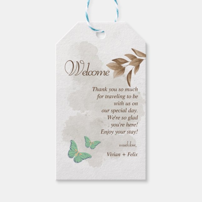 Étiquettes-cadeau Bienvenue et Merci à tous dans un Cadeau Minimalis (Devant)