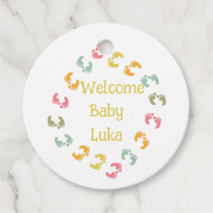 Étiquettes Cadeau Bienvenue Pieds bébé Personnaliser Favoriser Tags