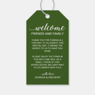 Étiquettes-cadeau Bienvenue Vert Au Panier Cadeau Mariage