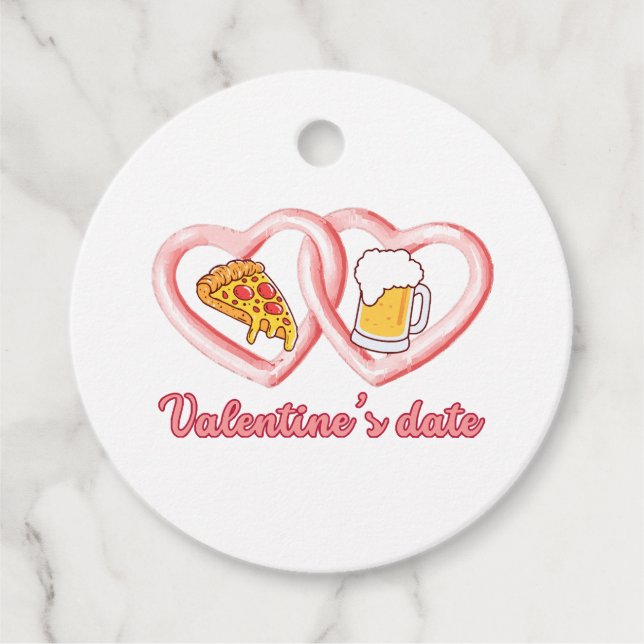 Étiquettes Cadeau Bière à la pizza de Saint-Valentin (Devant)
