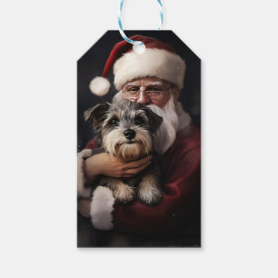 Étiquettes-cadeau Biewer Terrier Avec Noël Festif Du Père Noël