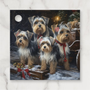 Étiquettes Cadeau Biewer Terrier enneigé traîneau Noël décoration