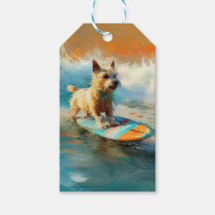Étiquettes-cadeau Biewer Terrier Plage Surf Peinture