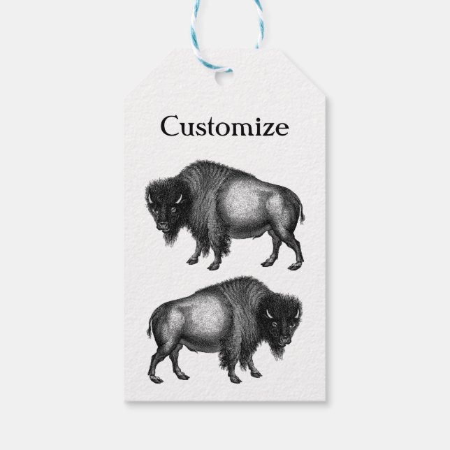 Étiquettes-cadeau Big Bison Buffalo Thunder-Cove (Dos)