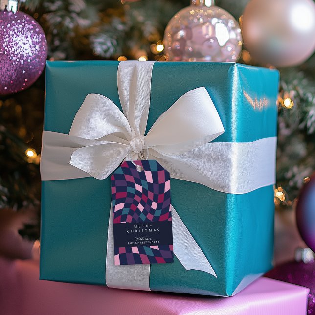 Étiquettes-cadeau Bijou personnalisé Élégant À damiers Noël (Créateur téléchargé)