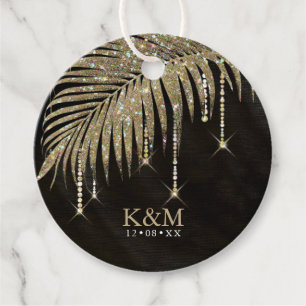 Étiquettes Cadeau Bijoux Palm Leaf Mariage Gold ID830 Favor Tags