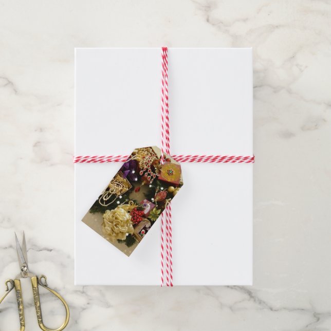 Étiquettes-cadeau Bijoux vintages et couronne victorienne (Avec de la ficelle)