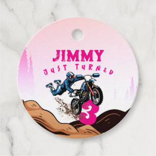 Étiquettes Cadeau Biker Kid Dirt Stunt Vélo Anniversaire Favoriser T