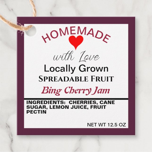 Étiquettes Cadeau Bing Cerry Jam QR Code maison Derrière (Devant)