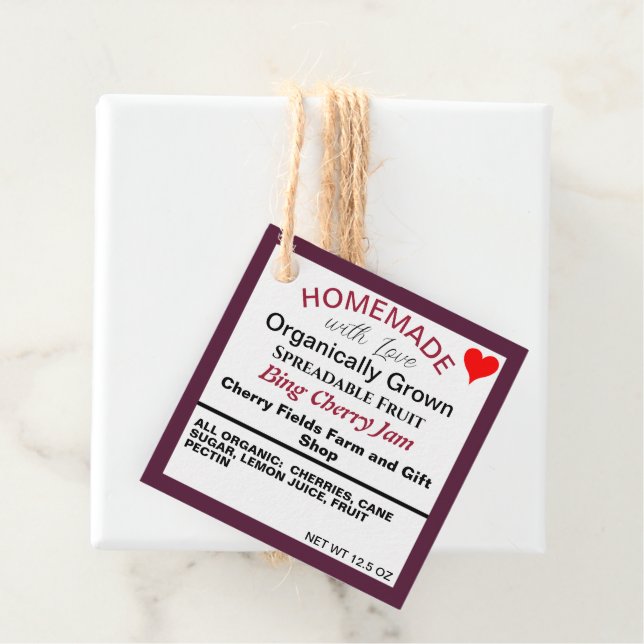 Étiquettes Cadeau Bing Cherry Jam QR Code maison (En situation)