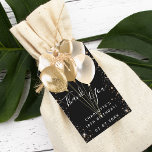 Étiquettes-cadeau Birthday noir or parties scintillant ballon merci<br><div class="desc">Un arrière - plan noir chic sur le devant. Avec une parties scintillant en faux or,  des étincelles et des ballons d'or comme décoration. Devant un script de style écrit main et le texte : Merci. Personnalisez et ajoutez un nom/un texte et une date.</div>