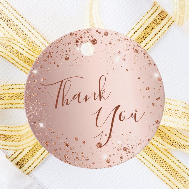 Étiquettes Cadeau Birthday rose gold glitter dust thank you (Créateur téléchargé)