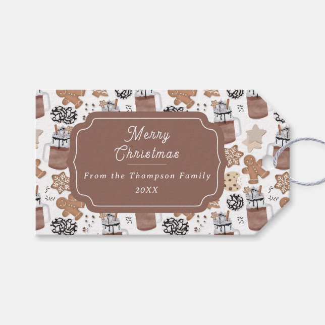 Étiquettes-cadeau Biscuits de Noël et Chocolat Chaud Fêtes de fin d' (Devant (Horizontal))
