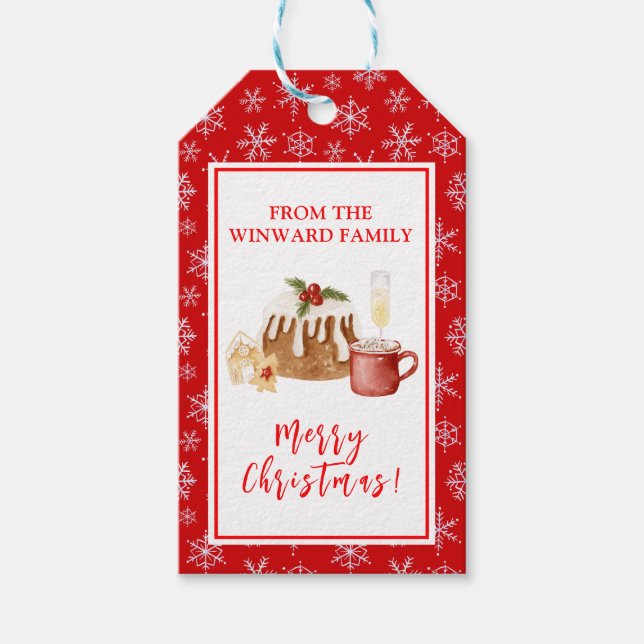 Étiquettes-cadeau Biscuits de Noël Pouding de Noël (Devant)