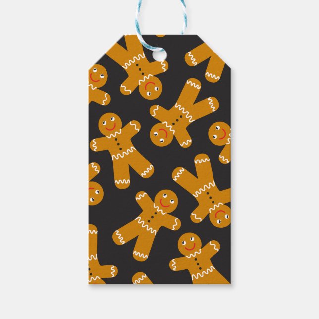 Étiquettes-cadeau Biscuits en pain d'épice sur noir (Devant)