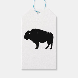 Étiquettes-cadeau Bison de Buffalo Art noir et blanc