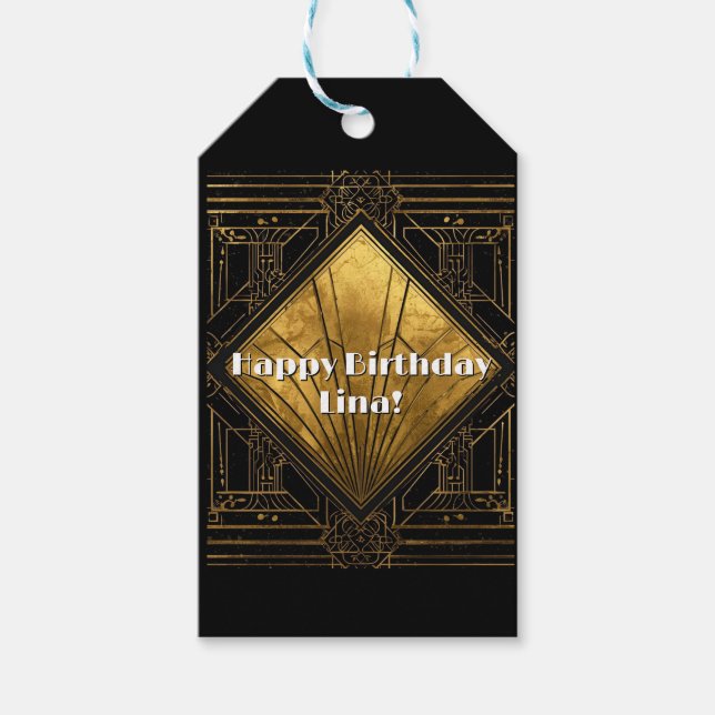 Étiquettes-cadeau Black and Gold Art Deco Paper Napkins (Devant)