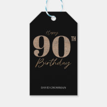 Black and Gold Glitter Numeral 90th Birthday