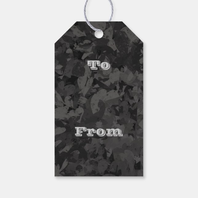 Étiquettes-cadeau Black And Gray Abstract Graphic Art Design (Dos)