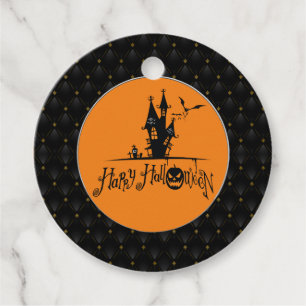 Étiquettes Cadeau Black Boarder Happy Halloween Haunted House