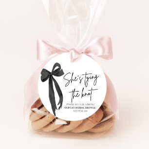 Étiquettes Cadeau Black Bow Elle Attache le Nœud Cérémonie de Mariag