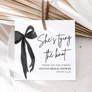 Étiquettes Cadeau Black Bow Elle Noue le Nœud Cérémonie de Mariage