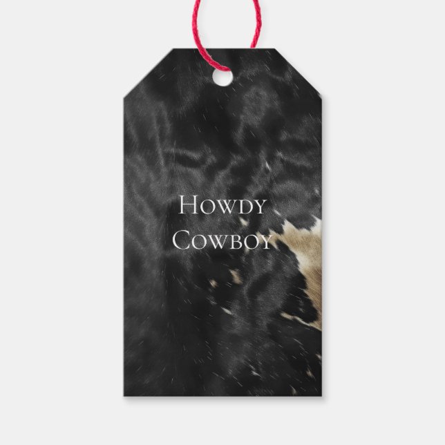 Étiquettes-cadeau Black Champagne Gold Cowboy Cowgirl Cowhie (Devant)