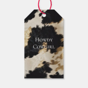 Étiquettes-cadeau Black Cream Gold Western Cowhide