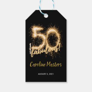 Étiquettes-cadeau Black Gold 50 et toujours Fabulous 50th Birthday P