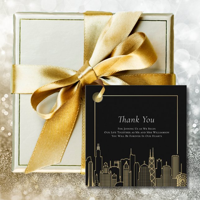 Étiquettes Cadeau Black Gold Elegant Las Vegas Destination Mariage (Créateur téléchargé)
