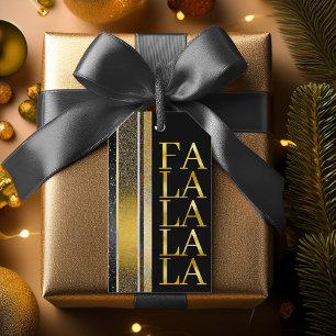 Étiquettes-cadeau Black Gold Fa Noël La La Motif#27 ID1009