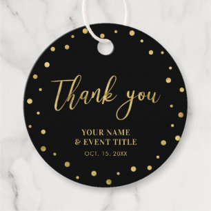 Étiquettes Cadeau Black & Gold   Moderne remerciement pour cadeau de