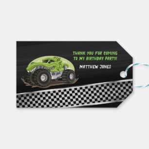 Étiquettes-cadeau Black Green Gator Monster Truck fête d'anniversair