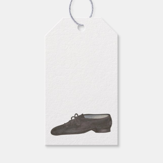 Étiquettes-cadeau Black Jazz Dance Chaussure Dancer Anniversaire (Devant)