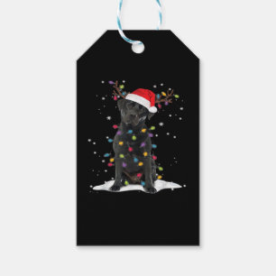 Étiquettes-cadeau Black Labrador Xmas Dog Christmas Tree Light Class