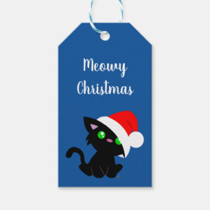 Étiquettes-cadeau Black Meowy Christmas Kitty Tags cadeaux