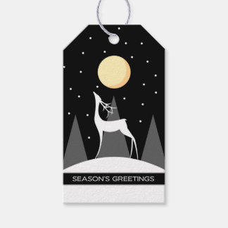 Étiquettes-cadeau Black Modern Deer Moon Christmas Cadeaux Tags