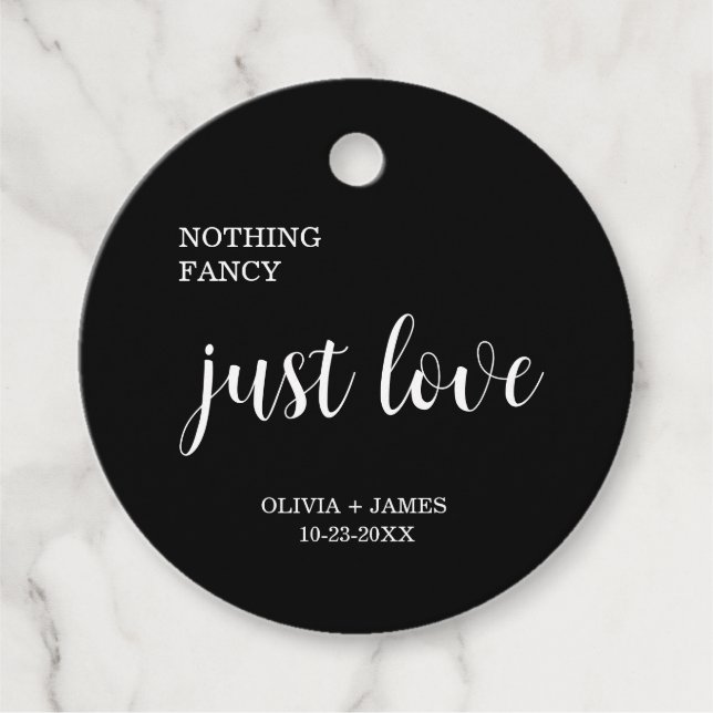 Étiquettes Cadeau Black Nothing Fancy Just Love Wedding   (Devant)