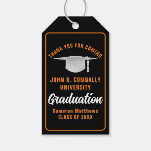 Étiquettes-cadeau Black Orange Graduate Custom 2024 Graduation Party