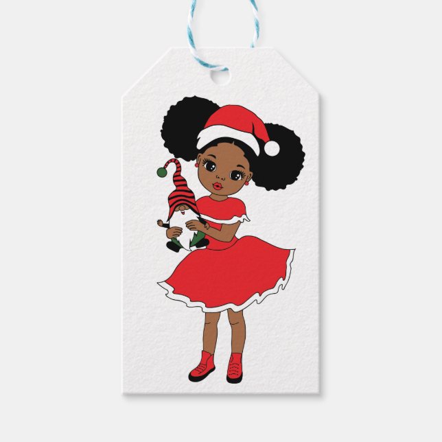 Étiquettes-cadeau Black Père Noël Believe Melanin Man Christmas Chev (Devant)