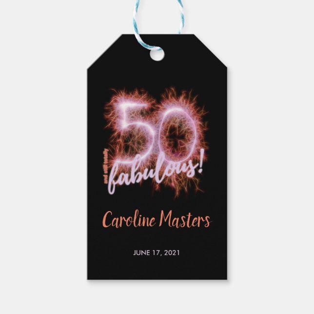 Étiquettes-cadeau Black Pink 50 et toujours Fabulous 50th Birthday P (Devant)